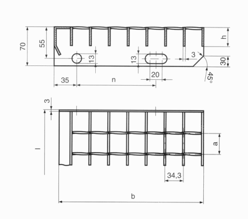 Schodnice     800x305  pozink pska 30/3  oka 34/38 