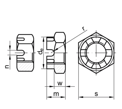 DIN937 M12x1,5  Zn      - matice korun. nzk  SN021412