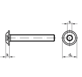 ISO7380 s lmcem  M3x8  10.9  Zn      - roub plk.hl. vnitn 