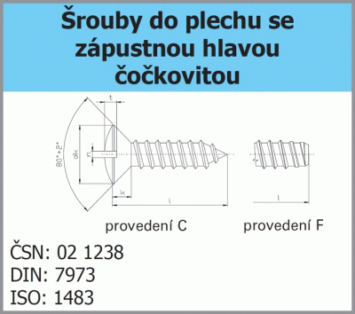 DIN7973 C  3,5x16  Zn    - roub do plechu SN021238  ISO1483