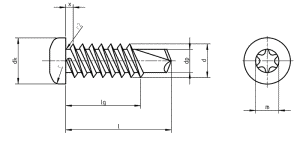 DIN7504 N TX 2,9x9,5 ZnB TORX T10 - roub TEX plkulat