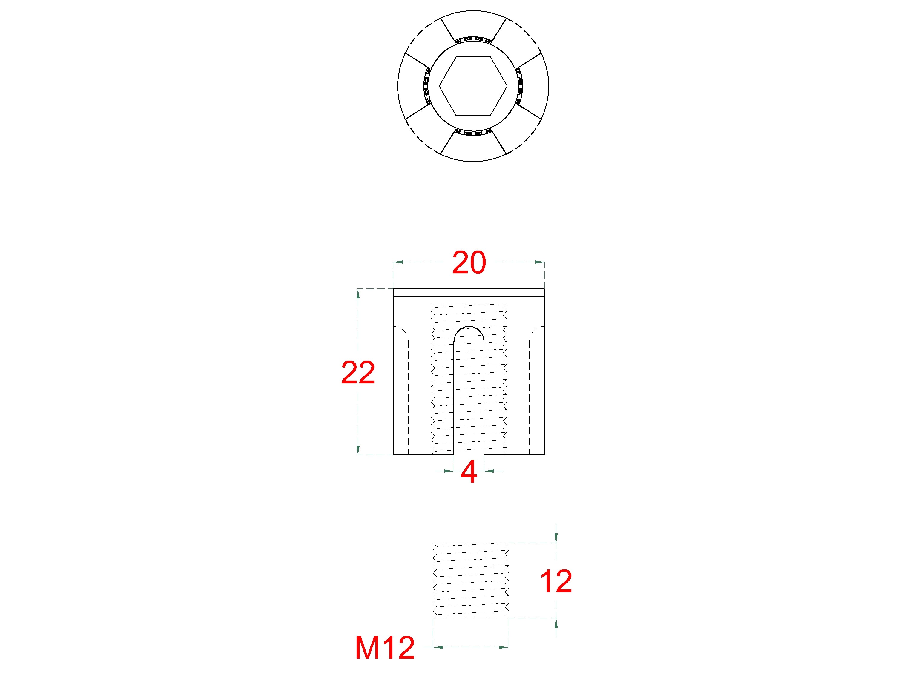 Lanov spojka K͎EN pevn M12/4mm  nerez A4